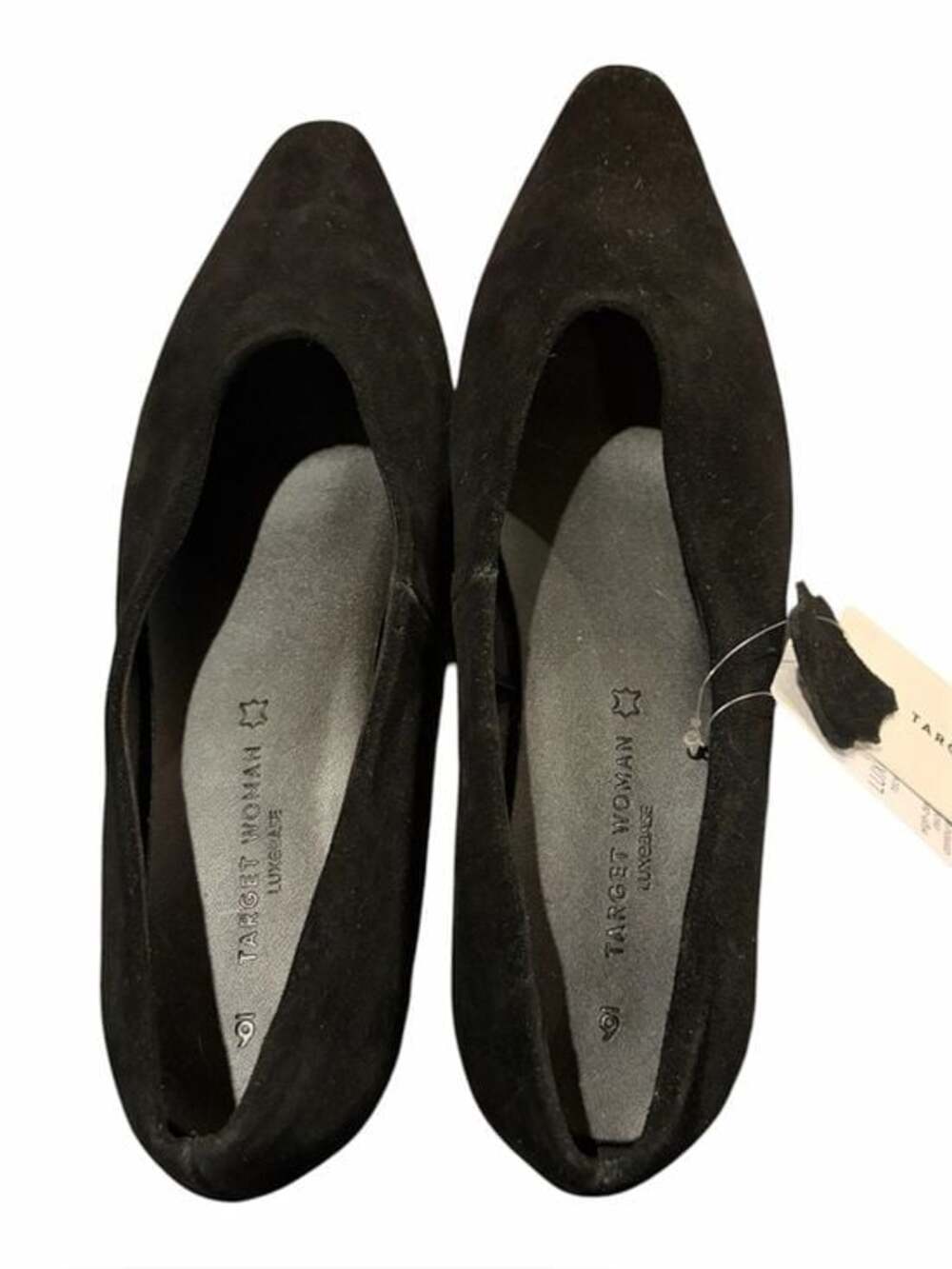 Target Woman ‘Luxe Base’ Black Suede Leather Pointed-Toe Flats Size 6 NWT